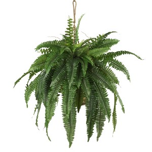 Nearly Natural Large Boston Fern Hanging Basket - 1 of 2