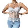 Women's Straps Mesh Cami Corset Top Lace Up Back Bustier Cami Corset Top with Curved Trim Fashionable Bustier Fishbone Top - 2 of 4