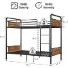 Heavy Duty Metal Twin Over Twin Bunk Bed for Kids, Convertible Design with Guardrails and Ladders, Noise-Free, No Box Spring Required. - 2 of 4