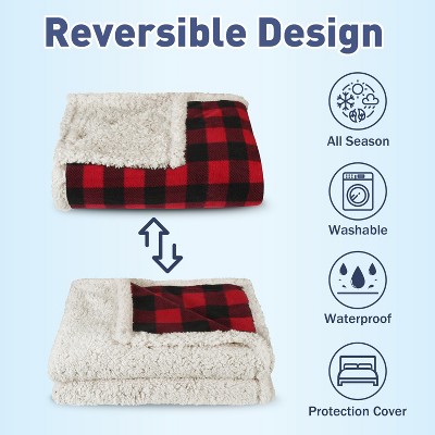 Small Red and Taupe Waterproof Reversible Pet Blanket
