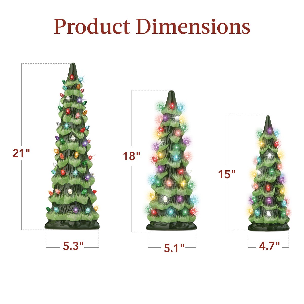 Best Choice Products Set of 3 Pre-Lit Hand-Painted Ceramic Tabletop Christmas Trees – Indoor Holiday Décor - thumbnail 8