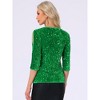 INSPIRE CHIC Women's Sparkle Sequin Cut Out Half Sleeve Party Club Velvet Blouse - 3 of 4