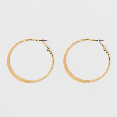 Large Knife Edge Hoop Earrings - A New Day™ Gold