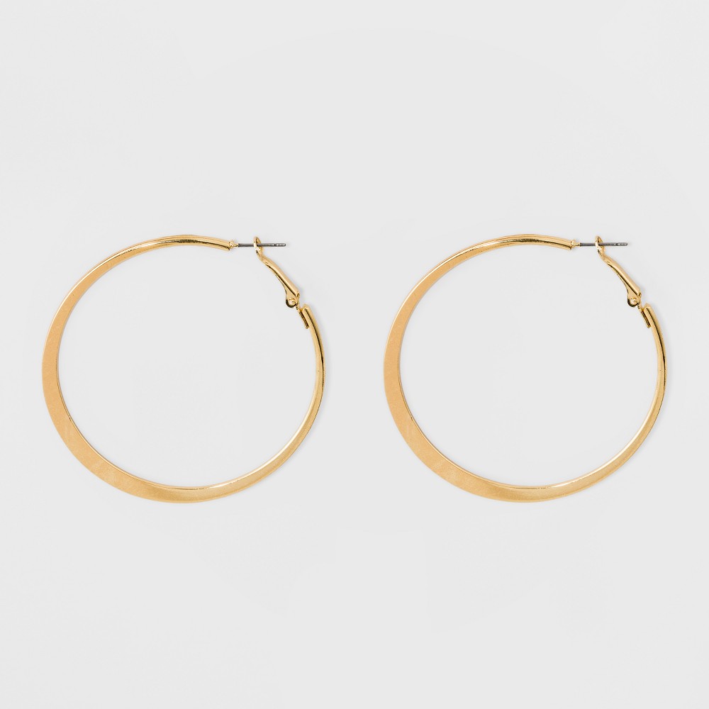 Photos - Earrings Large Knife Edge Hoop  - A New Day™ Gold