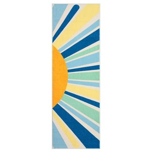Washable Modern Colorful Rug Non Slip Low Pile Rug Soft Sun Accent Throw Floor Cover Foldable Indoor Carpet for Living Room Bedroom Playroom - 1 of 4