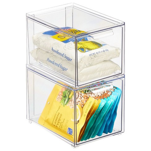 Mdesign Clarity Plastic Stackable Closet Storage Organizer With Drawer,  Clear - 8 X 6 X 6, 2 Pack : Target