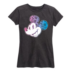 Women's - Disney - Floral Gradient Mickey Short Sleeve Graphic T-Shirt - 1 of 4