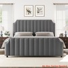 King/QUEEN Size Velvet Bed Frame, 50.2 in Tall Headboard & Footboard, Upholstered Platform King Bed Frame with Nailhead Trim - 3 of 4