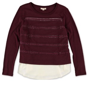 maison Jules Womens Cutout Layered Look Embellished T-Shirt - 1 of 1