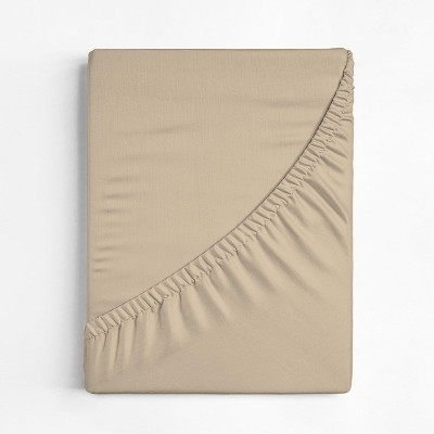 Queen Cream Cotton Polyester Deep Pocket Fitted Sheet Set
