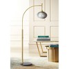 Pacific Coast Lighting Mid Century Modern 69" Tall Standing Floor Lamp Curved Arc Gold Metal Living Room Bedroom House Reading Office Orb Gray Shade - 2 of 4