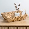 happimess Rowan Bohemian Cottage Handwoven Hyacinth Rectangular Decorative Basket Trays with Handles - 2 of 4