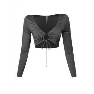 Women's Long Sleeve Crop Top - Tresser - 1 of 2