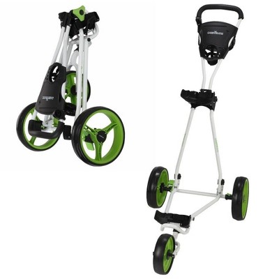 Caddymatic Golf Continental 3 Wheel Folding Golf Push/Pull Cart White/Green