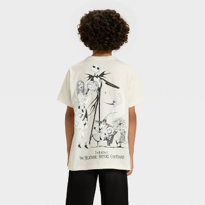 Boys' Nightmare Before Christmas Halloween Front and Back Short Sleeve Graphic T-Shirt - Ivory