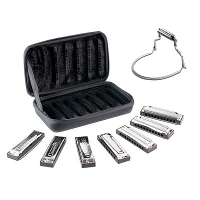 Hohner Blues Band 7 Piece Harmonica Set With Harmonica Holder