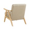 Modern Upholstered Accent Chair with Cushion Back and Seat Solid Rubberwood Natural Finish Living Room - 4 of 4