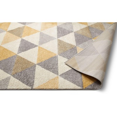 Gold and Gray Geometric Triangle Pattern Area Rug 5'3" x 7'3"