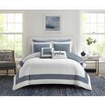Chic Home Gibson Comforter Set Striped Hotel Collection Design Bed In A Bag Bedding - 9 Piece - Navy