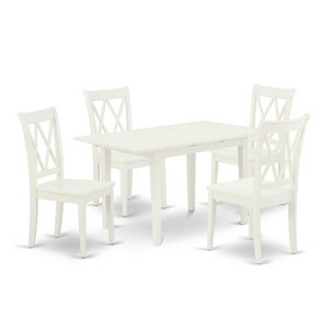 HomeStock 5-Pc Linen White Finish Solid Wood Top-Rectangular Dining Room Set with Butterfly Leaf-Seats 4 - 1 of 4