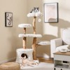 Costway 53” Tall Modern Cat Tree w/ Natural Wood Branches Scratching Posts Pet Furniture Kitty Playground - 4 of 4