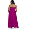 24seven Comfort Apparel Plus Size Pleated A Line Strapless Maxi Dress With Pockets - 3 of 4