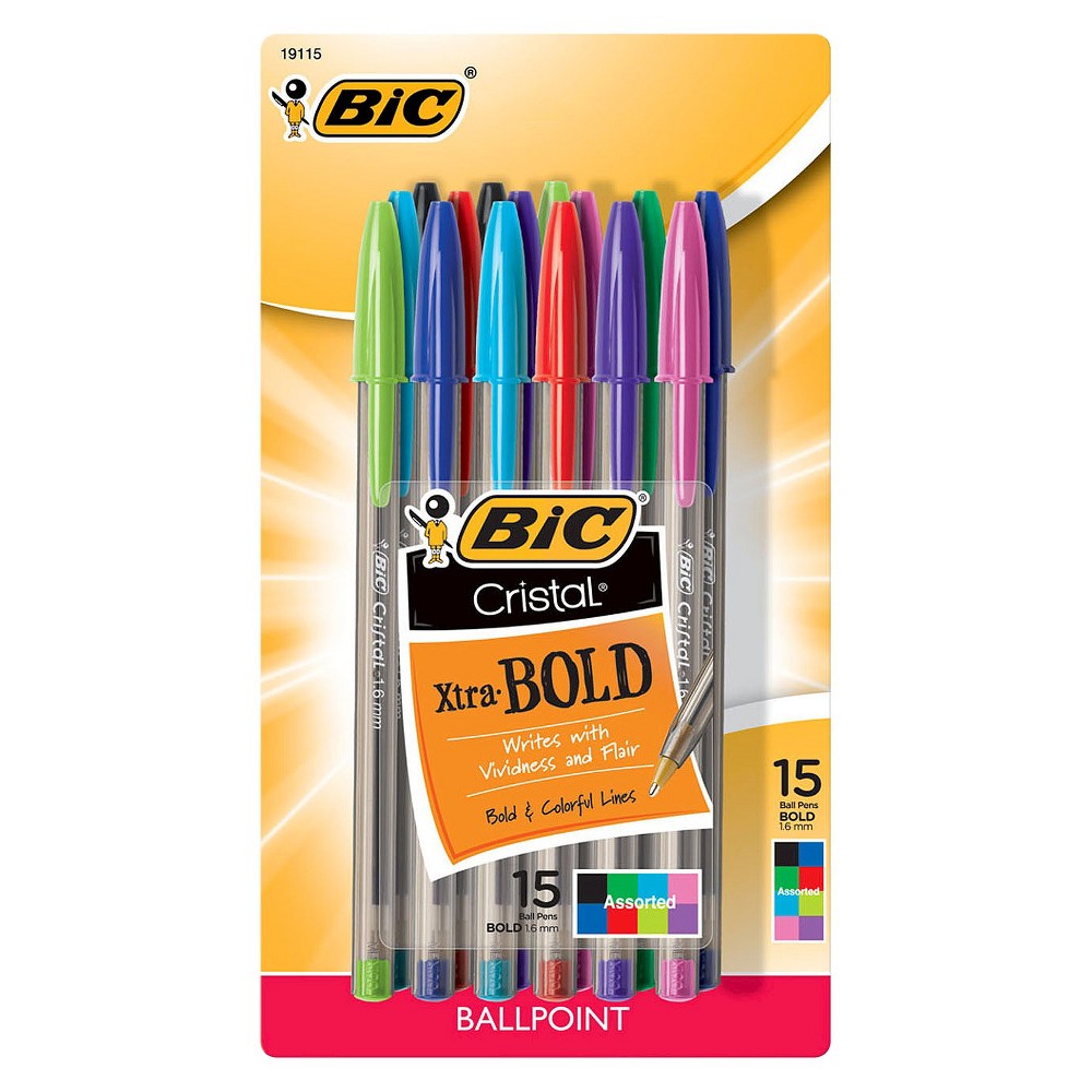 Photos - Pen BIC Xtra Bold Ballpoint , 15ct - Multicolor 