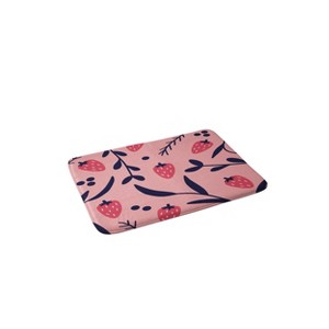 Jenny Chang-Rodriguez Strawberries Memory Foam Bath Rug Pink - Deny Designs - 1 of 3