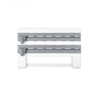 YIGII-Magnetic plastic cling film dispenser with cutter, can be filled with aluminum foil and kitchen plastic cling film storage box