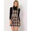 Allegra K Women's Plaid Tartan Button Decor A-Line Pinafore Overall Dress - 3 of 4