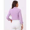 INSPIRE CHIC Women's Regular Fit Notched Lapel Ruched Sleeve Business Crop Blazer - 4 of 4