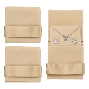 Unique Bargains Velvet Storage Ring Necklace Jewelry Pouches with Insert Pad 3.5" x 3.3" 3 Pcs - 1 of 4
