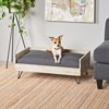 SEVOBAL Acacia Wood Pet Bed,Dog Bed Fabric Plush Tufted Cushion and Minimalist Hairpin Legs Fit Small Dogs,Beige(29.5"*17.75"*11") - 4 of 4
