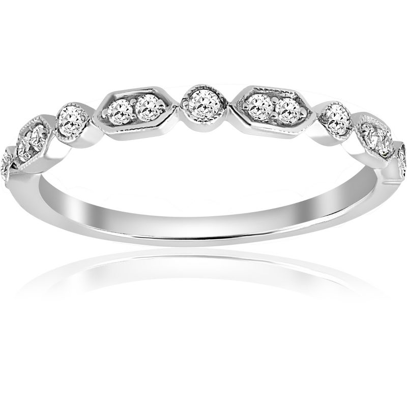 Pompeii3 1/8 cttw Diamond Wedding Ring Womens Stackable Anniversary Band 14k White Gold, 1 of 5