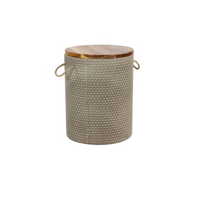 Modern Round Wood Clay Outdoor Accent Table - Gray - Olivia & May