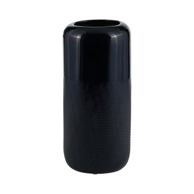 Sagebrook Home Ceramic Vase Contemporary Grooved Design Decorative Table Accent