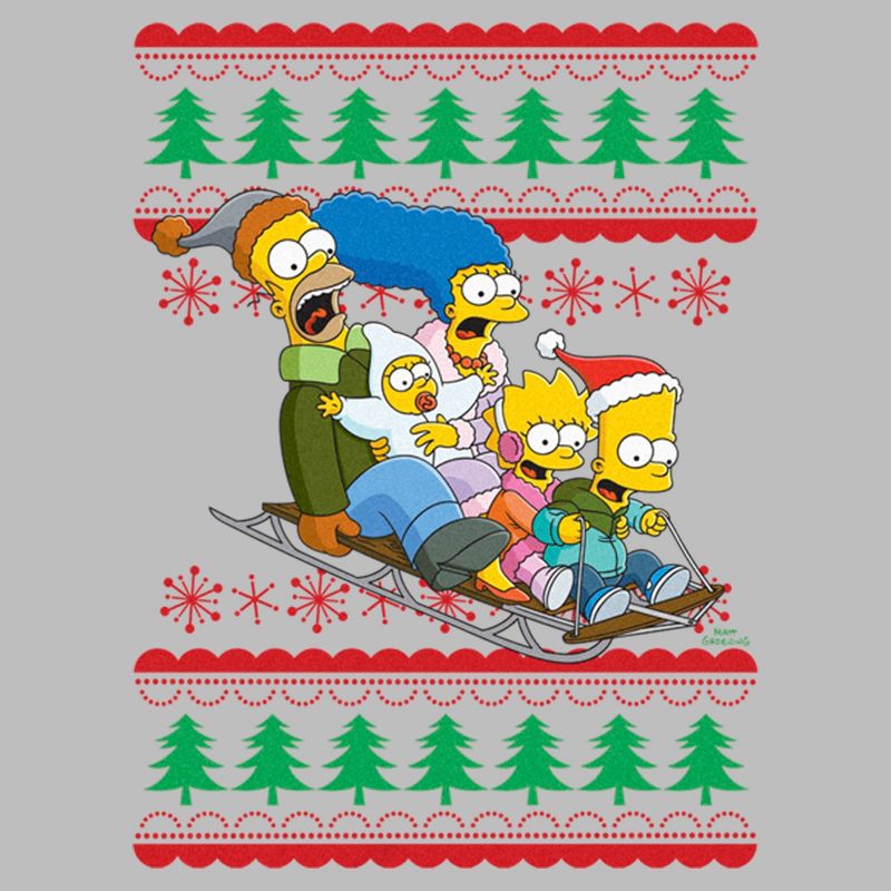 Men's The Simpsons Christmas Family Sledding Adventure T-Shirt, 2 of 5