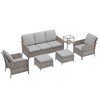 Sonkuki 6 Pieces Patio Sofa with Ottomans Set, All-Weather PE Rattan Wicker, Patio Conversation Couch with Cushion - 2 of 4