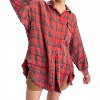 Women's Oversized Soft Plaid Button Down Flannel - ee:some - 3 of 4