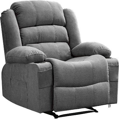 Coucheta Manual Recliner Chair - Plush Lounge Chair with 3-Position Recline, Cup Holders & Side Pockets