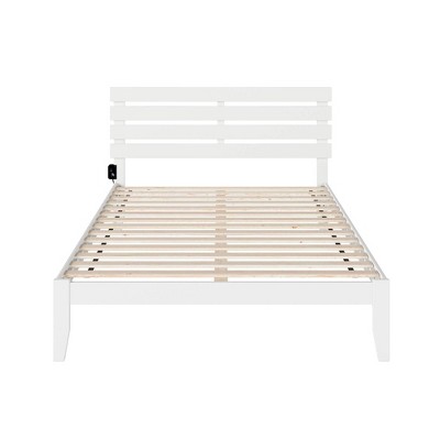 Oxford White Queen Wood Frame Bed with USB Charger