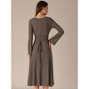INSPIRE CHIC Women's Knit Midi A-Line Drawstring Back Square Neck Long Sleeve Dresses - 2 of 4