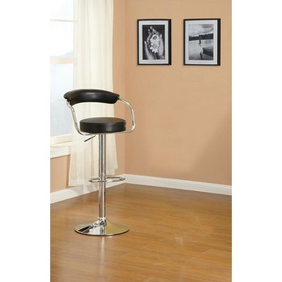 Royal Hampton Round Seat Bar Stool With Gas Lift Black and Silver Set of 2