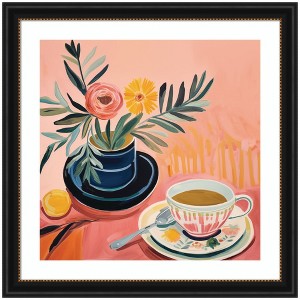Kate and Laurel Framed Art Cozy Coffee by The Creative Bunch Studio, 36x36, Manhattan Black - 1 of 4
