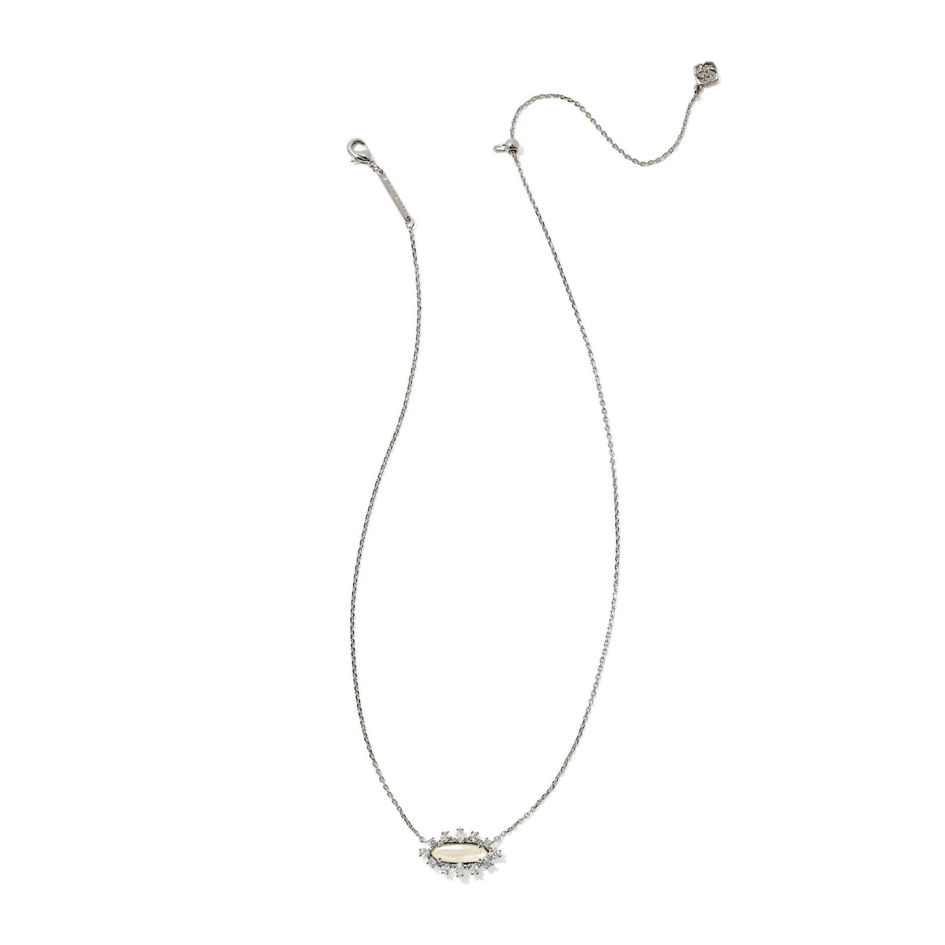 Kendra Scott Eva Crystal Framed Pendant Necklace - Silver/White Mix