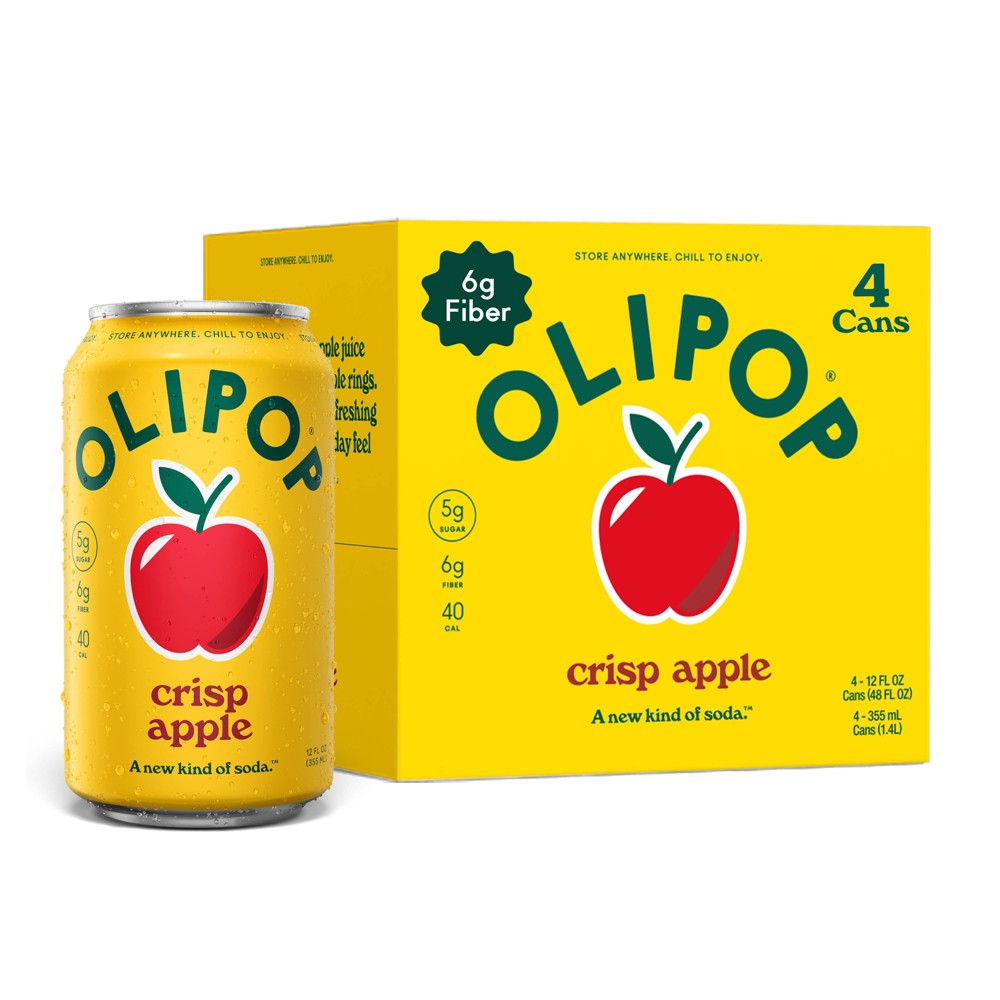 OLIPOP Crisp Apple Soda - 4ct/12 fl oz Cans