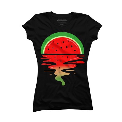 Junior's Design By Humans Watermelon Vaporwave Sunset By MinShop T-Shirt