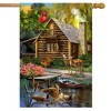 Lakeside Cabin Summer House Flag Camping Deer 28" x 40" Briarwood Lane - 2 of 4