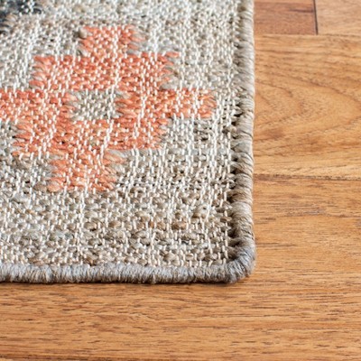 Beige and Gold Handwoven Wool and Cotton Kilim Rug