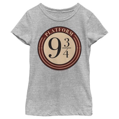 Girl's Harry Potter Platform 9 3/4 Logo T-Shirt - Athletic Heather - Large